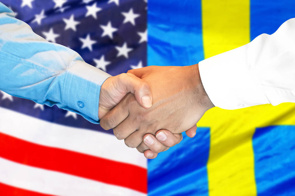 signalizace na pozadí americké a švédské vlajky. - Fotografie, Obrázek