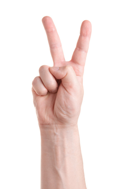Victory. Gesture of the hand on white background - Foto, Imagen