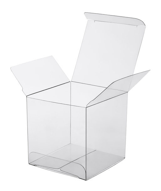 caja de plástico transparente sobre fondo blanco
 - Foto, imagen