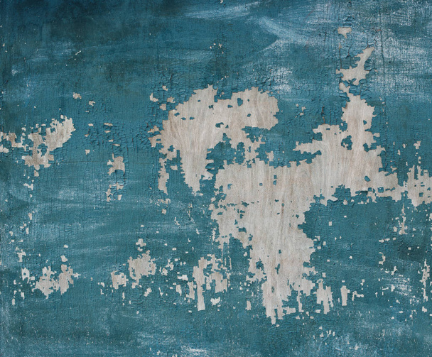 cracked old paint on wooden planks. Blue - Φωτογραφία, εικόνα