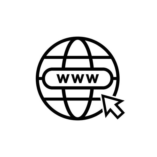 Web simgesi vektörü. Düz simge Web internet küre sembolü ile - Vektör, Görsel