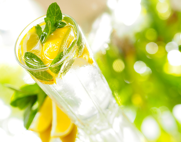 a glass of mineral water with lemon and mint - Photo, Image