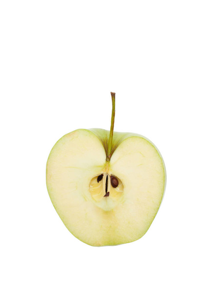 Cut green Apple on white background isolated - 写真・画像