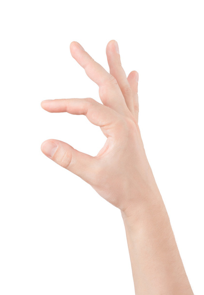 lege man hand op witte achtergrond - Foto, afbeelding