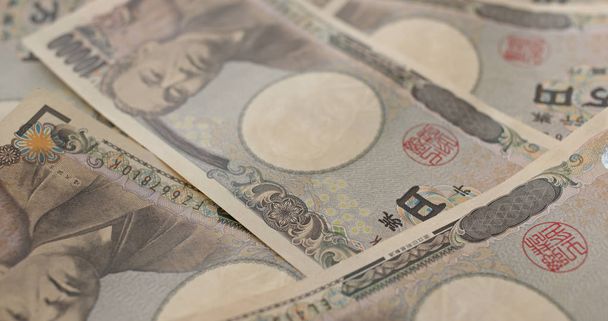 Japanse yen bankbiljetten close-up - Foto, afbeelding
