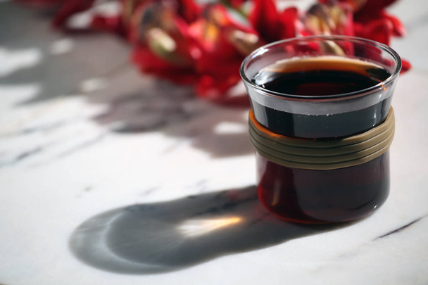 Black hot tea cup marble nobody  - Fotó, kép