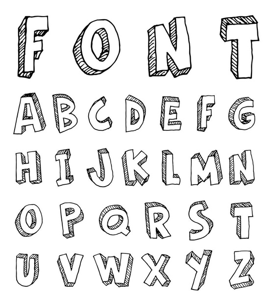 Hand drawn alphabet. vector - Wektor, obraz