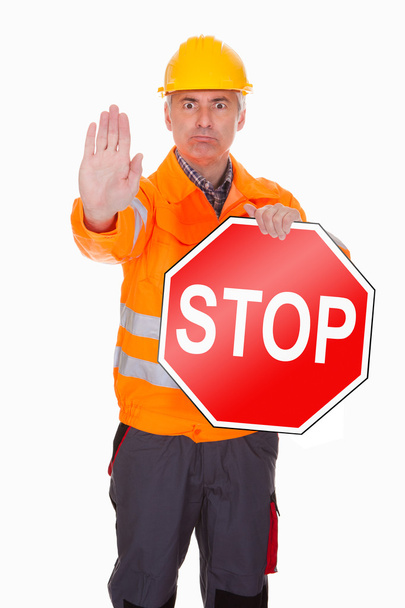 Man Showing Stop Sign - Фото, изображение