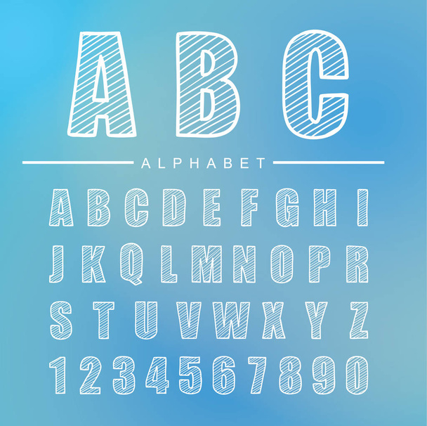 Hand drawn alphabet. vector - Vecteur, image