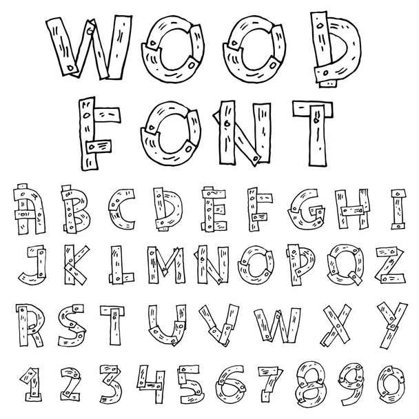 Hand drawn alphabet. vector - Vector, afbeelding