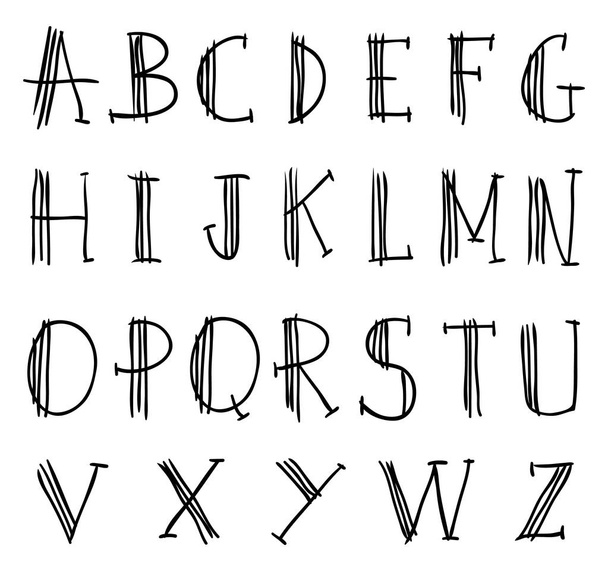 Hand drawn alphabet. vector - Вектор, зображення