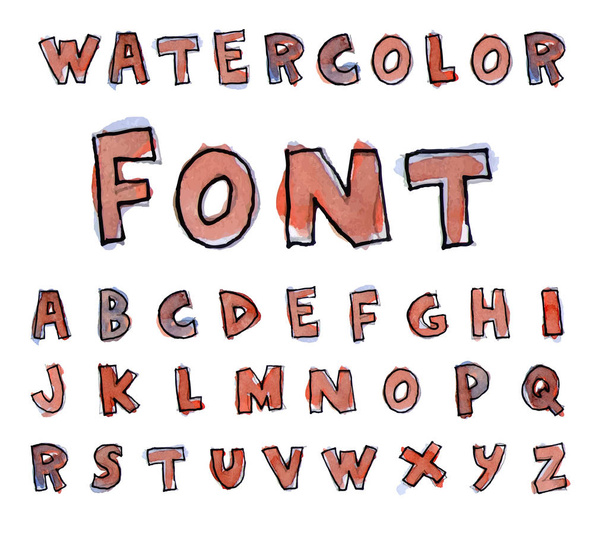 Watercolor Hand drawn alphabet. vector - Vector, imagen