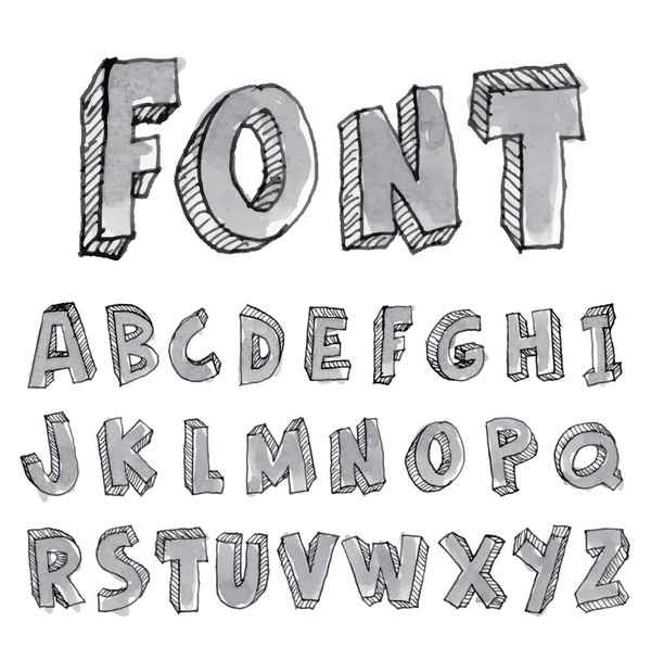 Hand drawn alphabet. vector - Vector, Imagen