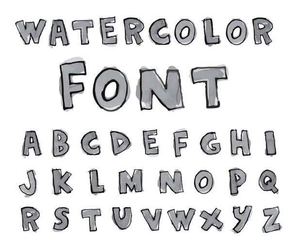 Watercolor Hand drawn alphabet. vector - Vecteur, image