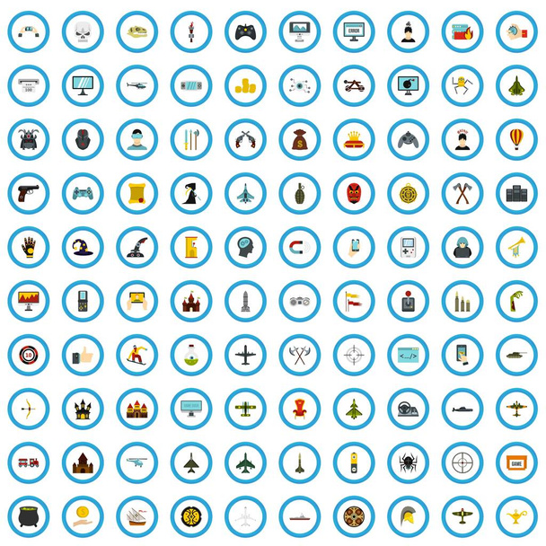 Conjunto de 100 iconos de videojuegos, estilo plano
 - Vector, Imagen
