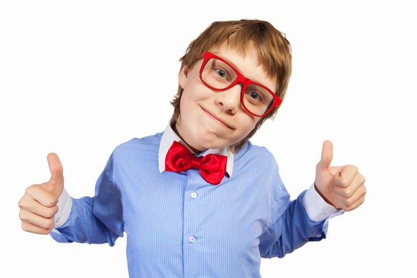 School boy in red glasses - Photo, image
