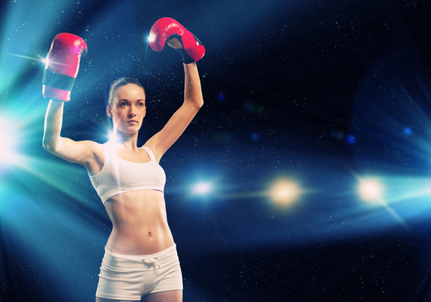 Young boxer woman - Фото, изображение