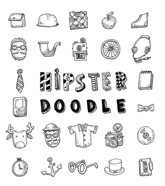 Hipster doodle set, illustrazione disegnata a mano
.    - Vettoriali, immagini