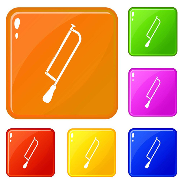 Amputation and surgical saw icons set vector color - Vector, Image