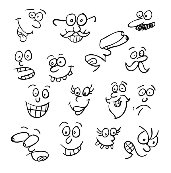 kreslené tvářemi jsou sbírce v různých výrazech. Vektorová ikona i - Vektor, obrázek