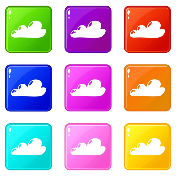 Internet cloud icons set 9 color collection - Vector, Image