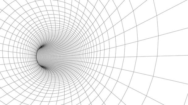 3D tunnel grid.Wireframe 3D surface tunnel.Grid texture. - Vector, Image