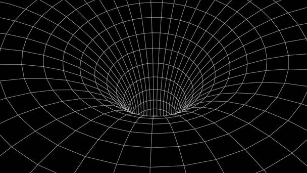 Тоннель или червоточина. Абстрактная наука червоточины. 3D туннель grid.Wireframe 3D поверхностный туннель.
 - Вектор,изображение