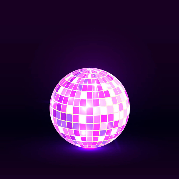 Night party. Disco ball background. Night dance party music. Shining party background. Glowing circle. Vector illustration. - Vector, afbeelding