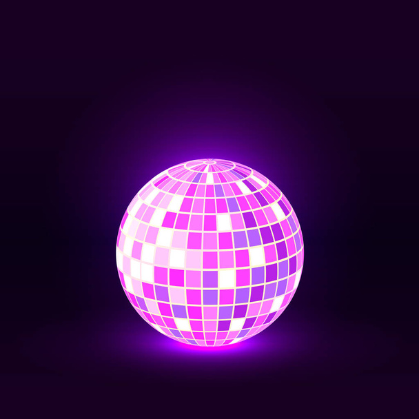 Night party. Disco ball background. Night dance party music. Shining party background. Glowing circle. Vector illustration. - Vector, Image