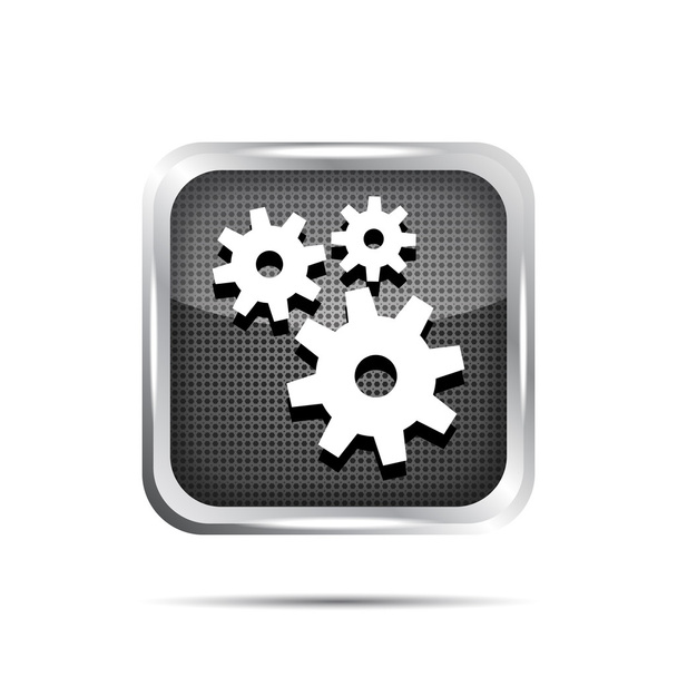 metallic icon with gears on white background - Vector, Image