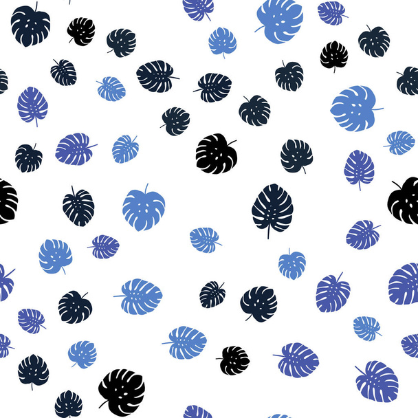 hellblaue Vektor nahtlose Doodle-Textur mit Blättern. - Vektor, Bild