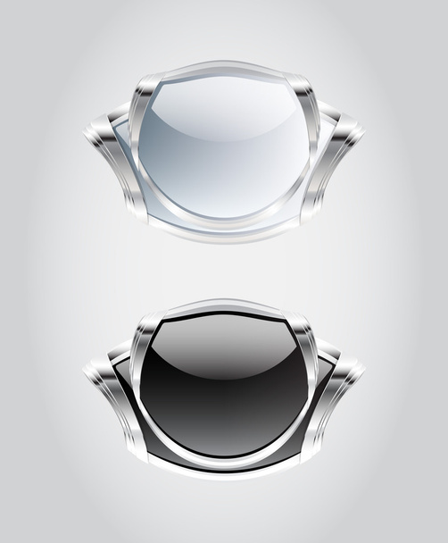Crystal badges with metallic chrome elements. - Vector, imagen