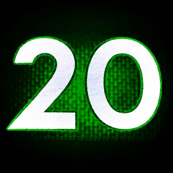 Двадцать номер двадцать. Макро закрывает ультра зеленый яд, как текстурированные фигуры на размытом фоне в качестве знака рейтинга квадратный
 - Фото, изображение