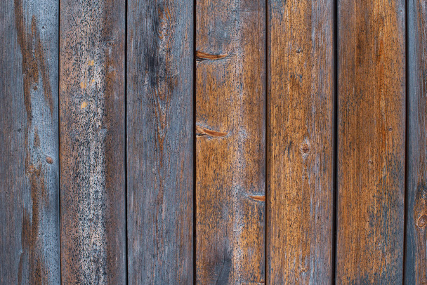 old wooden boards with shabby old blue paint - 写真・画像