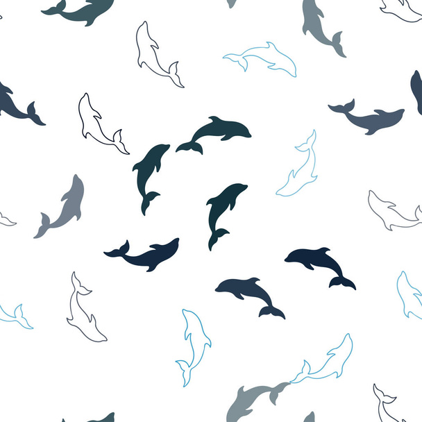 Fondo inconsútil vector azul oscuro con delfines
. - Vector, Imagen
