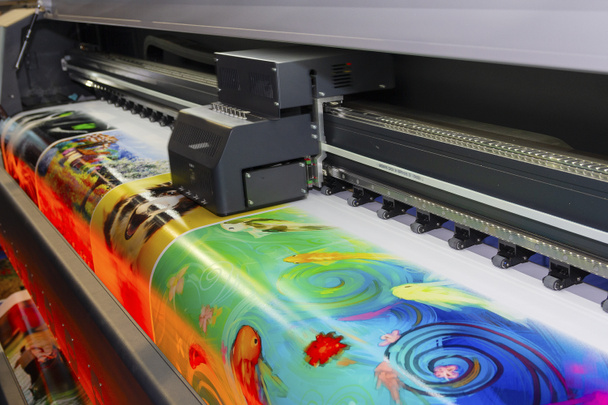 Large format printing machine in operation. Industry - Photo, Image