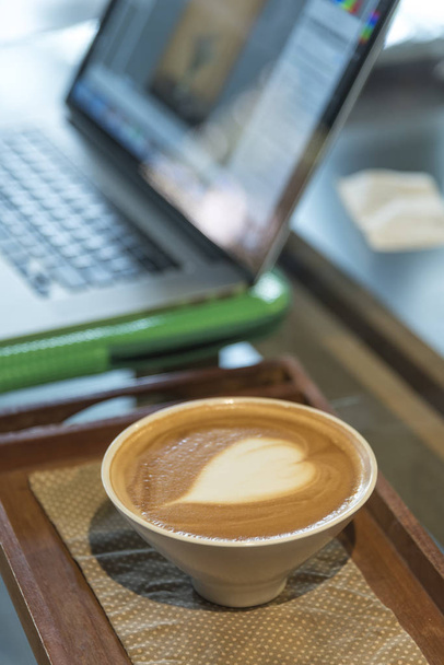Coffee latte with notebook - Photo, Image