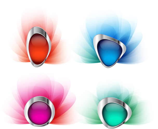 Glass buttons with metallic border - Vector, afbeelding