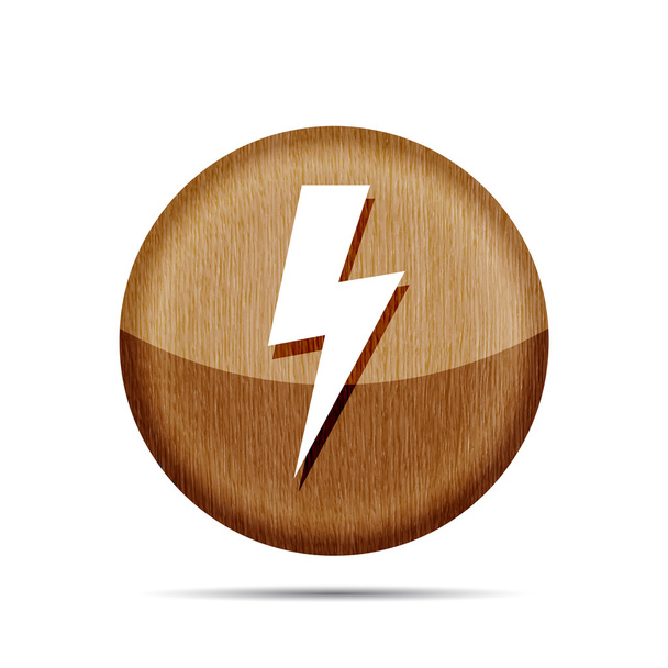 Wooden lightning icon on a white background - Διάνυσμα, εικόνα
