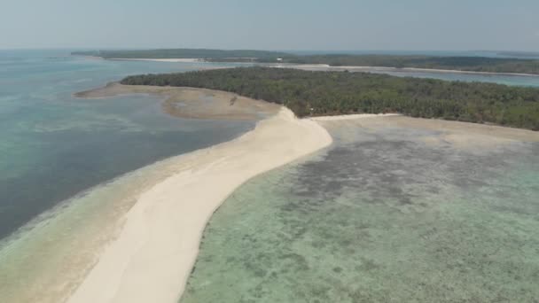 航空写真:熱帯ビーチアイランドリーフカリブ海白砂ビーチスネーク島、インドネシアモルッカス諸島、ケイ諸島、バンダ海、旅行先。ネイティブシネのようなD-logカラープロファイル - 映像、動画