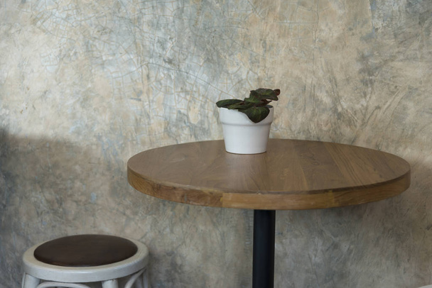 wooden table in coffee shop, vintage style - Photo, Image