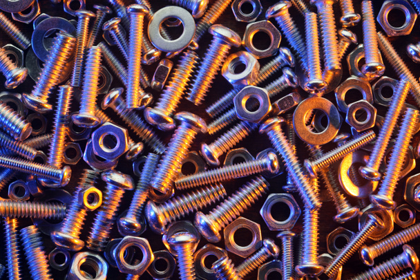 Nuts and bolts background - Foto, Imagem