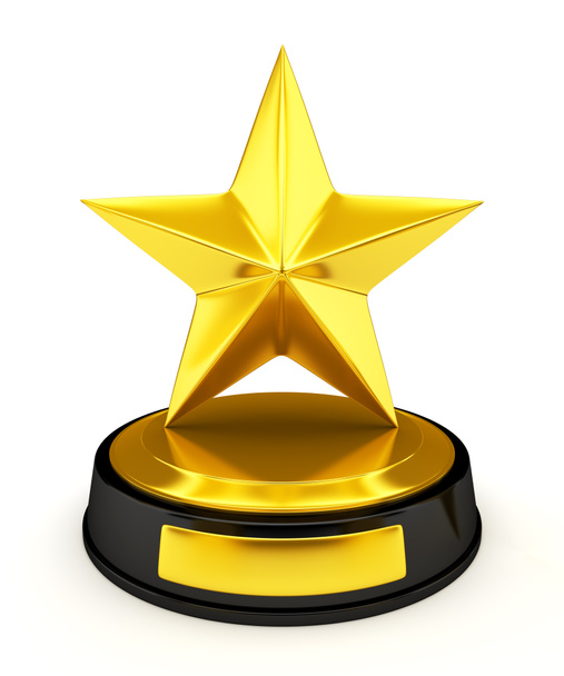 Trofeum Golden Star-renderowanie 3D - Zdjęcie, obraz