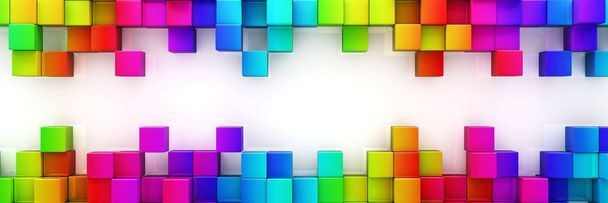 Rainbow of colorful blocks abstract background - 3d render - Фото, изображение