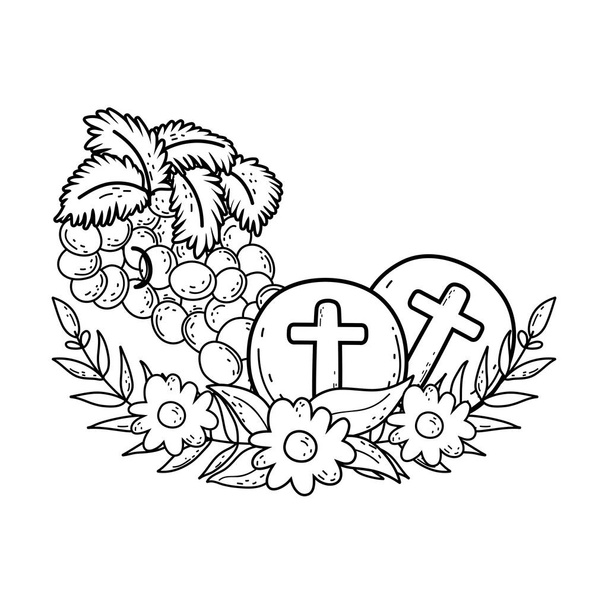 holy host communion with grapes - Vector, Image