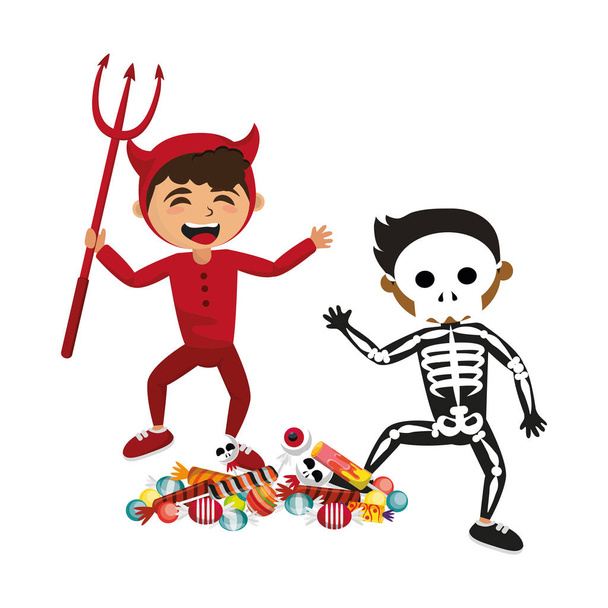 Kinder und Halloween-Cartoons - Vektor, Bild