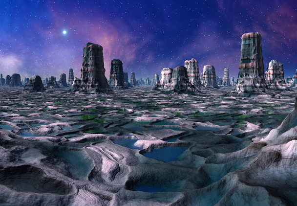 3D renderowane Fantasy krajobraz obcych - Ilustracja 3D - Zdjęcie, obraz