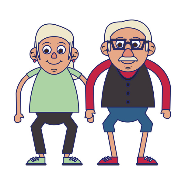 Yaşlı çift dedesi mavi çizgiler - Vektör, Görsel