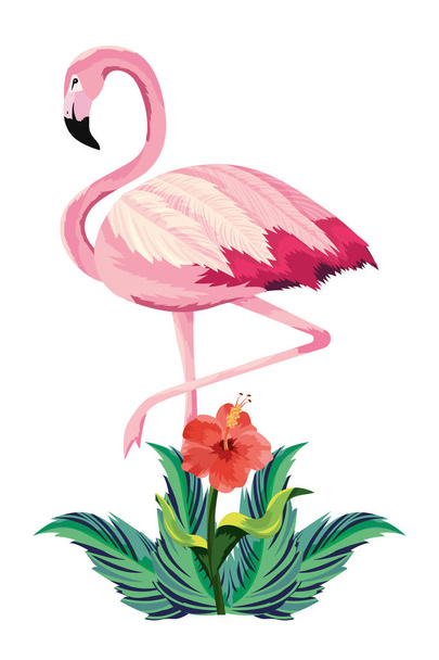 tropische flamingo cartoon - Vector, afbeelding