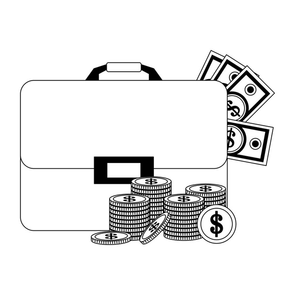 Επιχειρήσεις και χρήματα σε μαύρο και άσπρο - Διάνυσμα, εικόνα